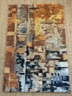 Custom Orange Blue Grey Brown Contemporary Rug Size 10' x 14' Wool and some silk